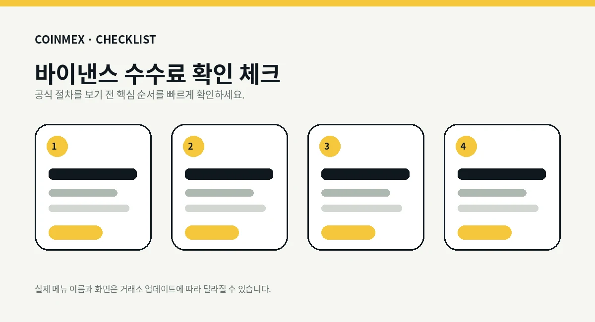 바이낸스 수수료 확인 흐름 단계 설명